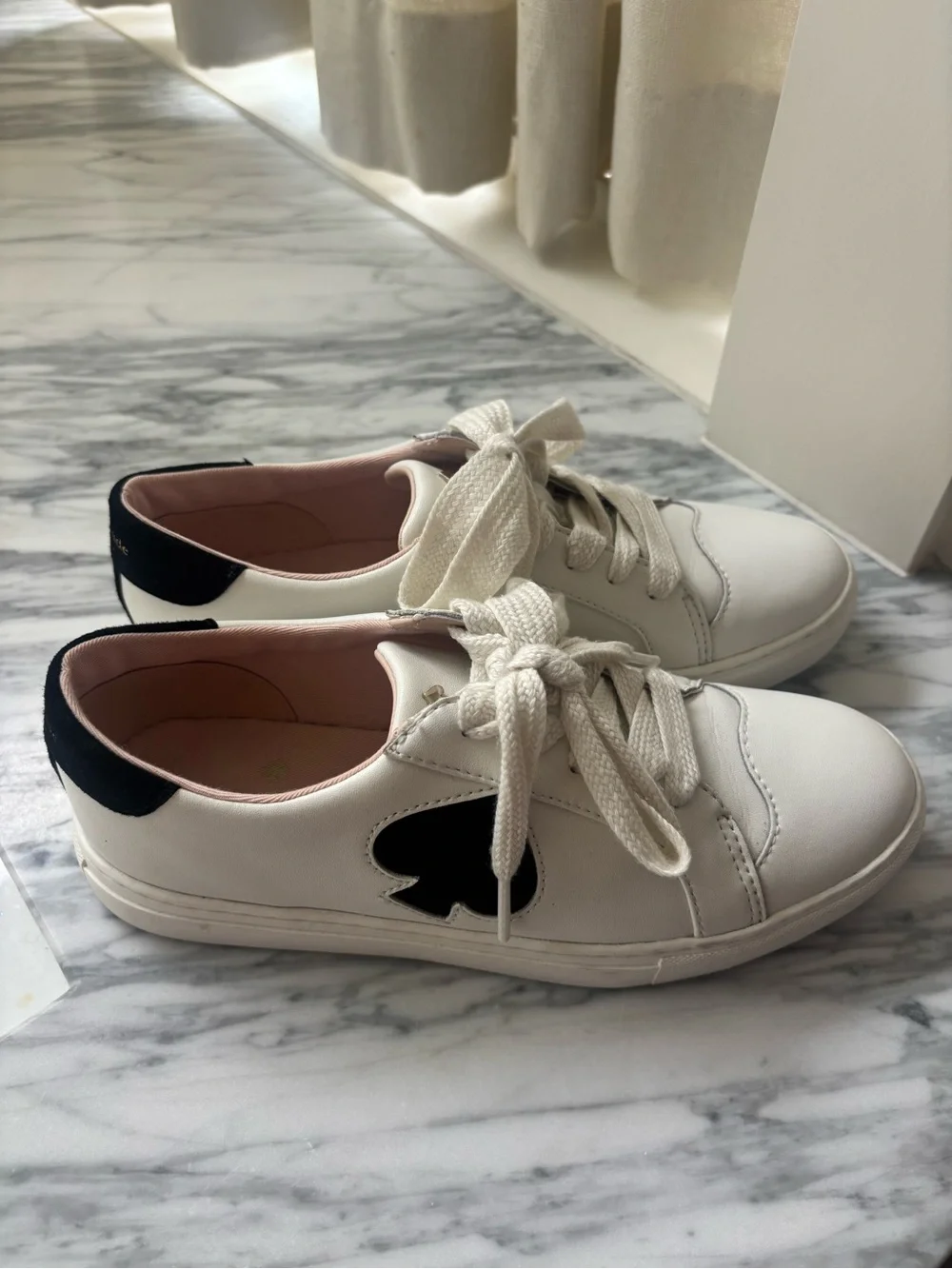 kate spade White Sneakers with Black Heel & Logo